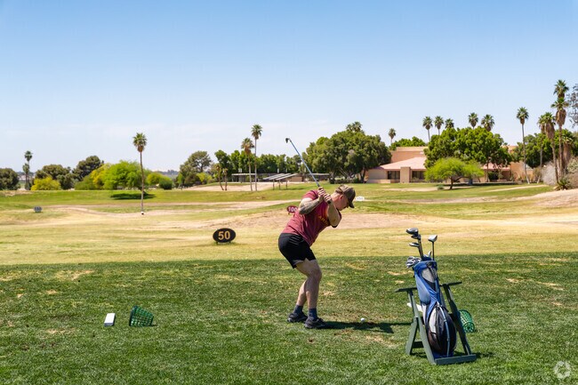 Desert Hills Golf Course near Las Casitas offers 6,800 yards of challenging terrain and scenic views, making it a golfer's paradise.