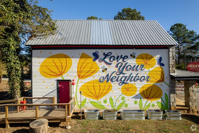 A colorful fall themed mural can be found on the edge of Dacusville.