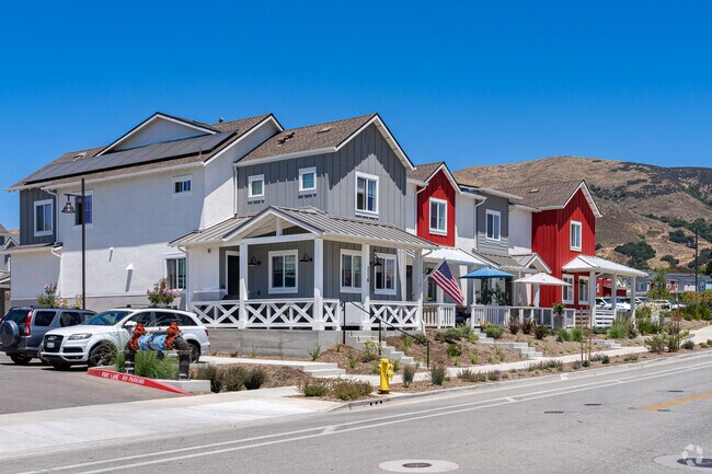 Newly built townhouses in Orcutt have a distinct colorful design.