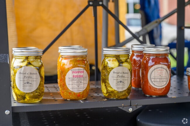 Jarred pickles and other homemade delights are widespread at Albemarle Farmers & Artisans Market near Hollymead.