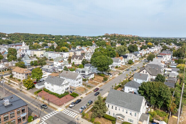 An aerial overview of the Maplewood neighborhood in Malden, MA.