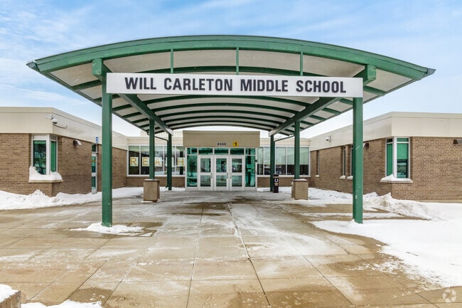 The front entry at Carleton Middle School.