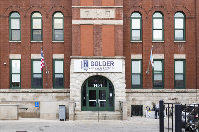 The main entrance to Golder College Prep.