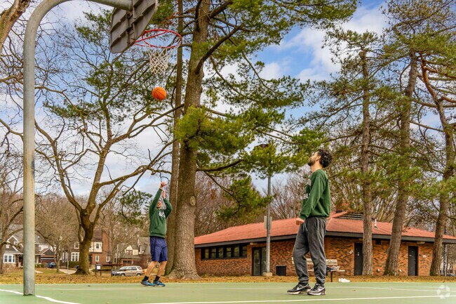 Feel like a kid again while shooting hoops in the North Burns Park neighborhood.