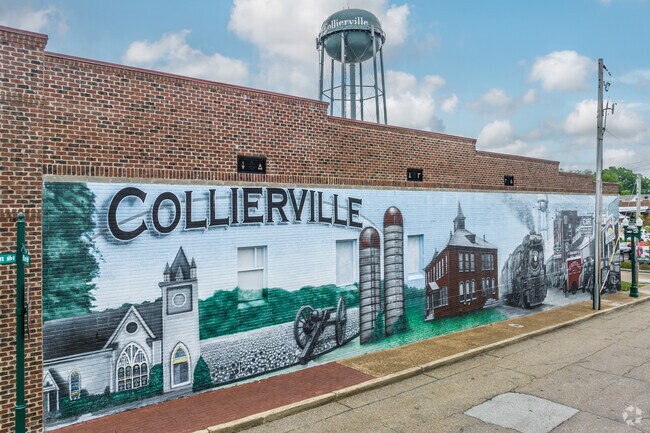 This mural in Town Square captures community pride in Collierville.