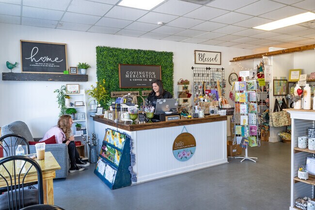 Grab a coffee and browse local artisan wares and more at Covington Mercantile & Coffee Shop.