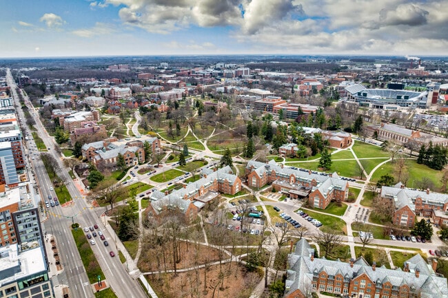 The MSU campus is a beautiful, walkable college campus that anchor's East Lansing.