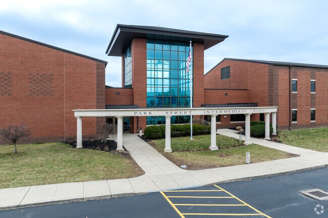 Park Street Intermediate School's grand entrance ushers in students.