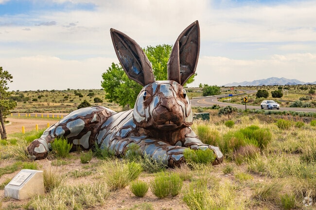 Desert artworks are tucked among the shrubs in Tres Arroyos.