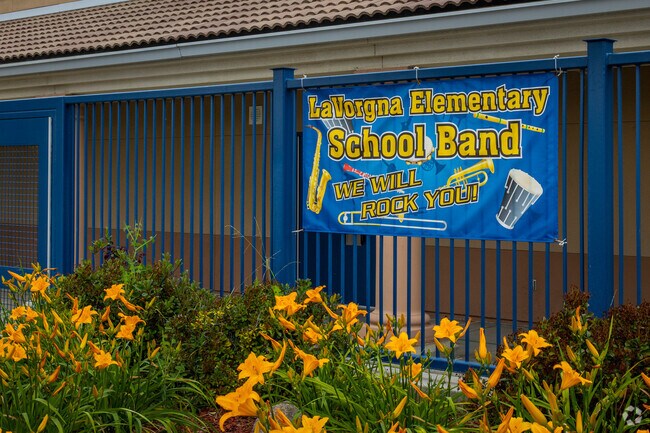 Sign promoting the school band at Susan La Vorgna Elementary School in Winchester.
