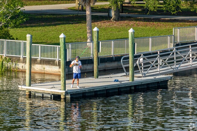 Residents of Del Prado enjoy the sport of fishing among the neighborhood's various accessible waterways.