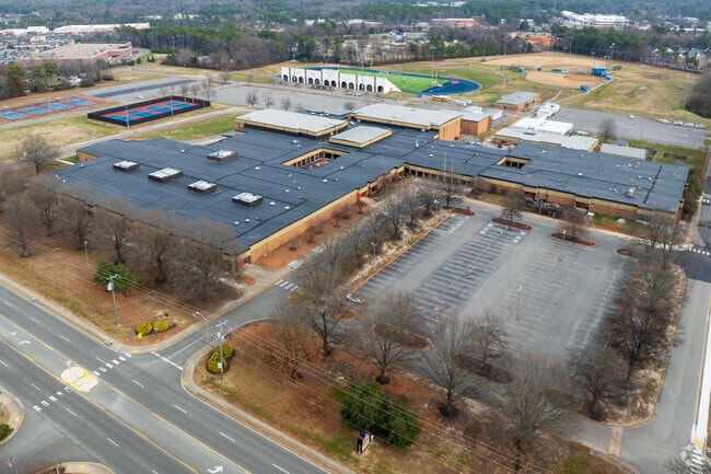 An aerial view of Hermitage High School.