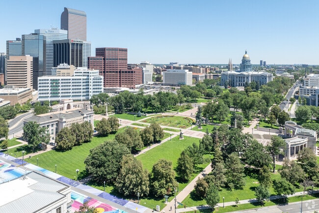 Looking at the Capitol building and Civic Center Park near Capitol Hill.