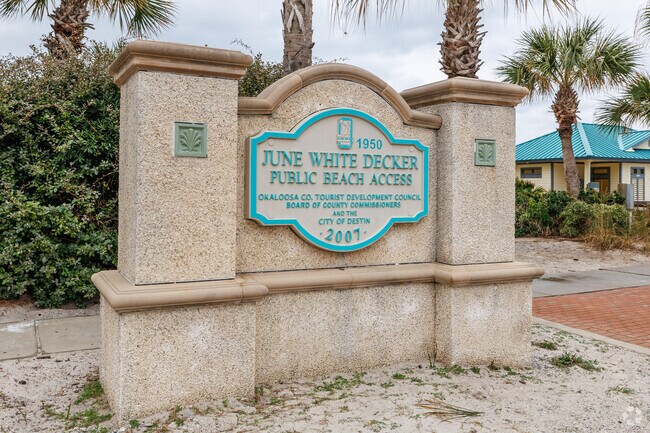 June White Decker Park provides beach access to the Gulf of Mexico from Scenic US Highway 98 adjacent to the Silver Shells Condominiums in Destin.