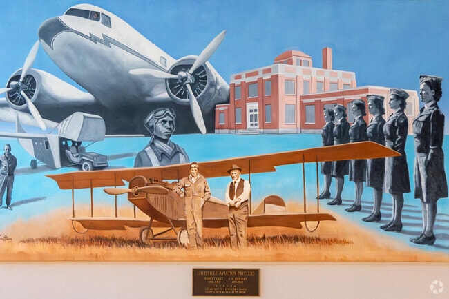 Enjoy vintage Art Deco murals in the Bowman Field Airport in Kingsley.