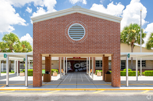 Osceola Elementary School in Naples welcomes students through a central main entrance.
