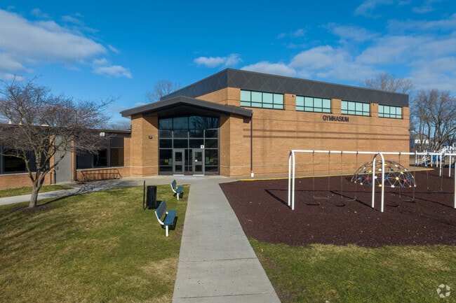 An entrance at Dort Elementary School.