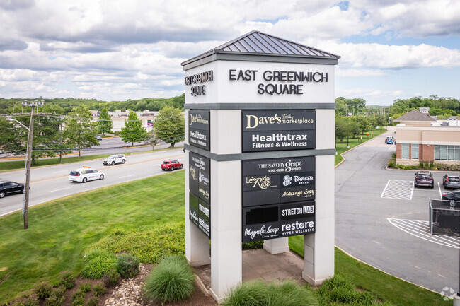 As you enter Shippeetown, RI, the East Greenwich Square pylon sign stands out.