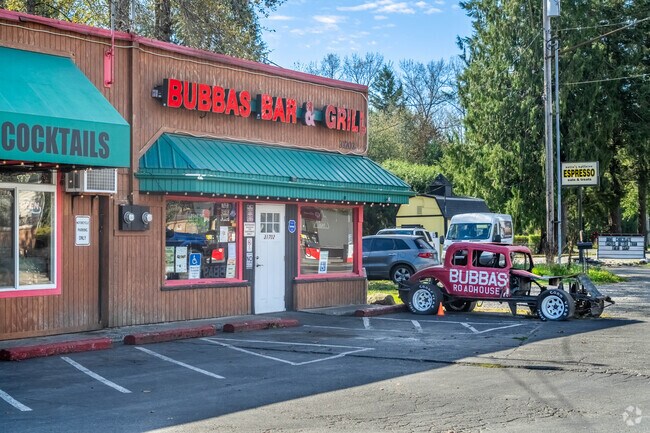 Bubba’s Bar and Grill on Highway 2 serves up burgers, beer, and a lively local vibe.