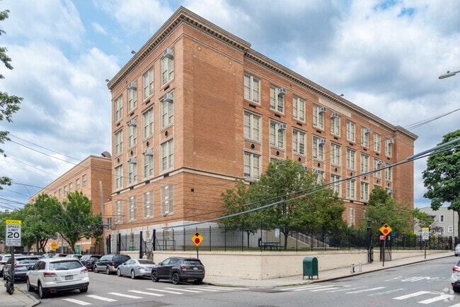 Entrance to PS 153 Maspeth Elementary is accessed from 60th Rd.