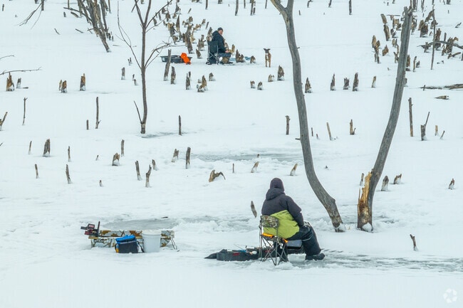 Ice fisherman enjoy the quiet of Lost Grove Lake just east of Park View.