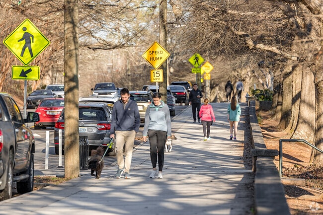 The path around Chastain Park is popular for walking, jogging, or hanging out.