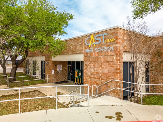 CAST Lead High School proudly posts their logo all over the school.