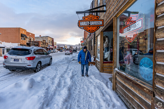 Storefronts line the streets of downtown Red Lodge, nearby Luther.