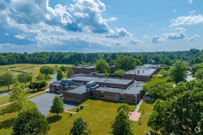 An aerial view of Alexis I. duPont High School campus.
