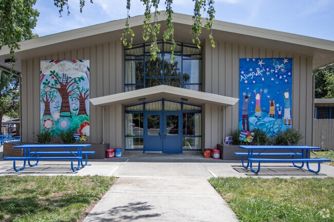Students and teachers created fun art for the front of Del Rey school.