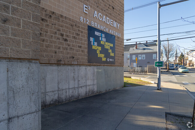 Signage at E-Cubed Academy in Wanskuck, Providence, RI.