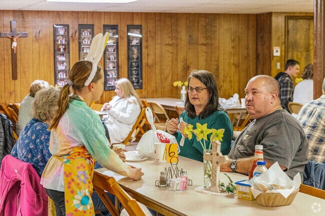 Minerva residents can visit St. Gabe's for   a fish fry and to visit with the Easter Bunny's friendly helpers.