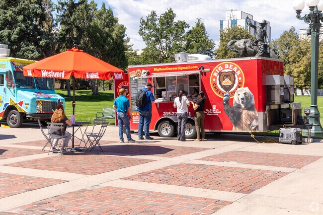 Food trucks gather at Civic Center Park during the Summer months.