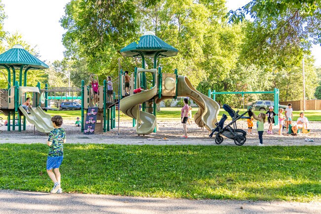 The children enjoyed playing on the playground during the National Night Out party.