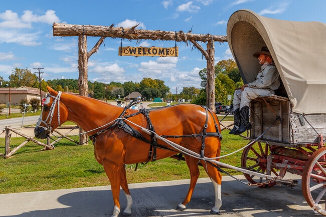The Logansport welcome wagon greets visitors as they prepare to drive down main street.