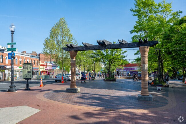 The historic gateway in Mount Pleasant serves as a landmark entry to this bustling neighborhood.