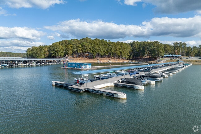 Victoria Harbor Marina in Sutallee offers boat slips for easy lake access.