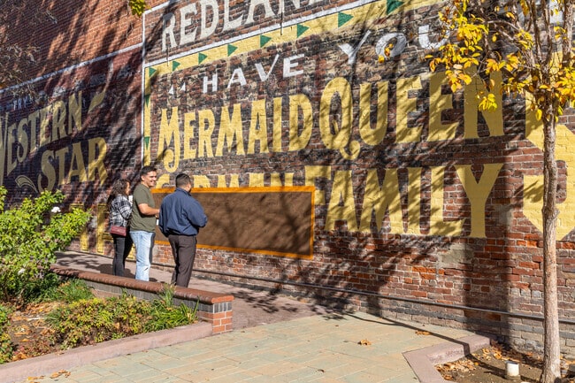 New Year's wishes signs decorate Orange Street Alley after celebrations in Downtown Redlands.