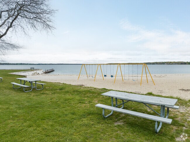 Founders Landing Park has a great playground right on the beach in Southolds North Fork.