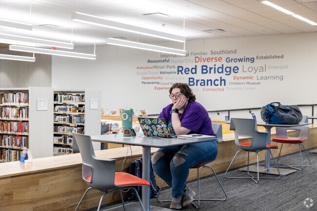 Study, read or research at the Mid-Continent Public Library - Red Bridge Branch.