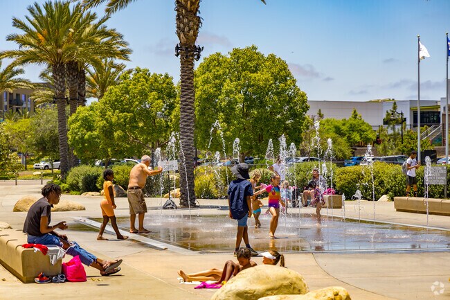 A splash zone offers fun for everyone at Civita Park in Mission Valley.