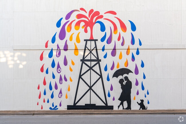 A vibrant oil mural brings color and life to downtown Henderson.