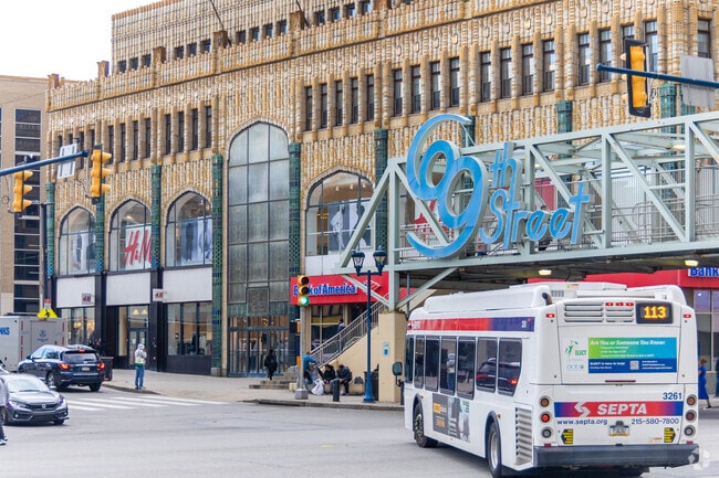 SEPTA buses pick up travelers outside of 69th Street Transportation Center in Upper Darby.