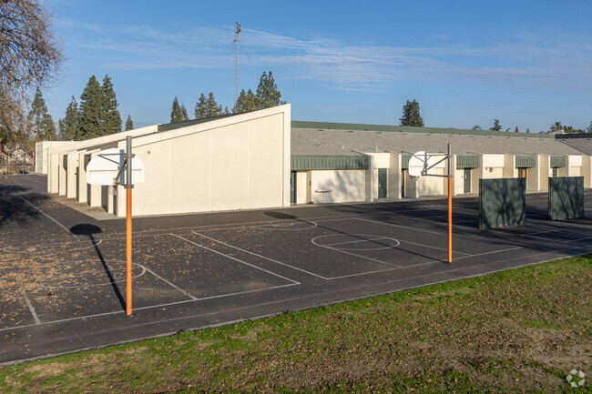 The basketball courts at Lawless Elementary School in Fresno.