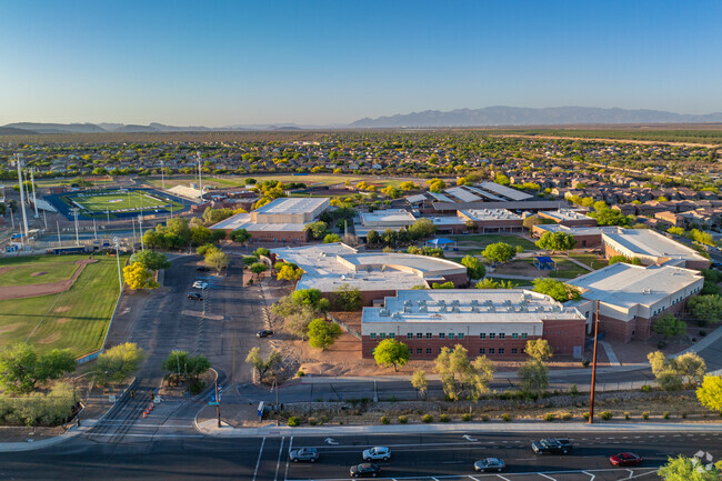 The football and track stadium at Sahuarita High is the center of the athletic events and community gatherings.