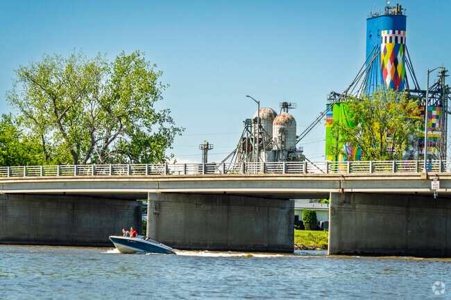 Locals from Saint Stephens Brockway-Carmen boat on the Saginaw River.