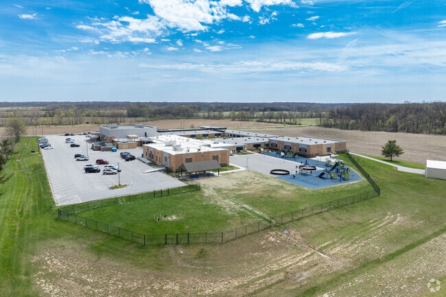 Winfield Public Pre-K & Elementary School aerial parking and playground.