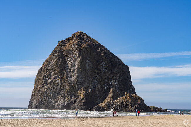 Seal Rock Beach is a sandy walk away from the iconic Haystack Rock in Cannon Beach, OR.