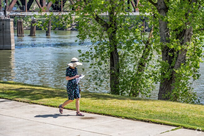 Enjoy a warm afternoon walk at River Walk Park.