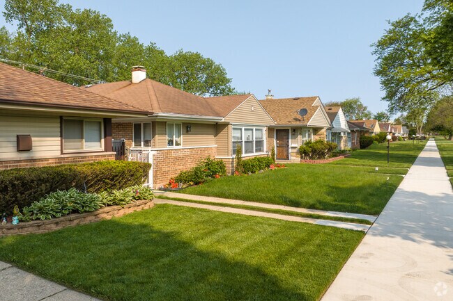 There are mostly brick bungalows in the Jeffery Manor neighborhood.
